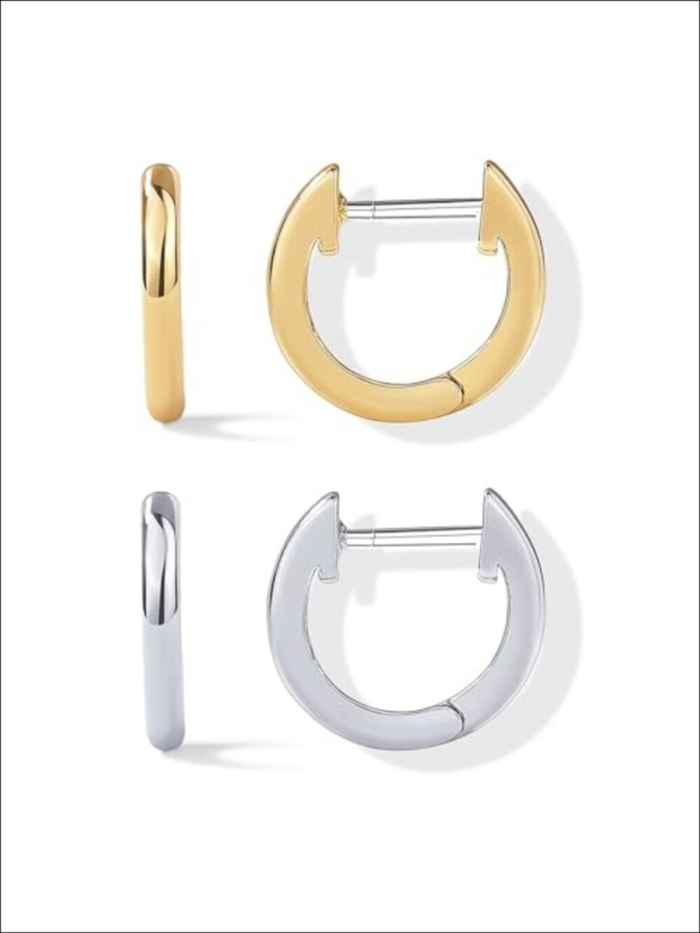 Small 14K Gold Plated Hoop Earrings Huggie Set for Women